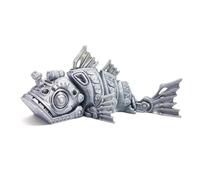 BACH AND BOUJEE Steampunk Figure Cyberpunk Fish Figurine Wheel Statue Home Bar Decor Ornament for Halloween Present