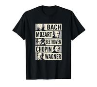 Bach Mozart Beethoven Chopin Wagner Classical Icons Value Graphic T-Shirt, Men, Black, S