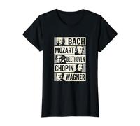 Bach Mozart Beethoven Chopin Wagner Classical Icons Value Graphic T-Shirt, Women, Black, L