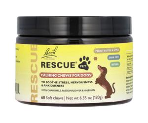 Bach, Rescue Pet, Calming Chews, For Dogs, Peanut Butter & Apple, 60 Soft Chews, 6.35 oz (180 g)