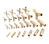 Bachangz-Fitting Fit 6 8 10 12 13 14 16 19 25mm Hose Barb Brass Y Tee 3 Ways Cross 4 Ways Hosetail Pipe Fitting Connector Water Gas Fuel, Garden Irrigation Pipe(Straight,14mm)