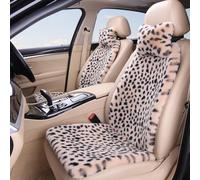 BacheAbdeck Leopard Car Seat Covers for Women, Front Seat Cover with 2 Neck Pillows, 6PCS Washable Breathable Non-Slip Car Seat Protectors, Universal Fit for Truck SUV, Beige