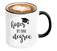 Bachelor Gift Master Graduation Gift Mug Hotter By One Degree Coffee Mug with Saying High School University Study Funny Coffee Mug for Graduates Men Women Ceramic Mug White Black
