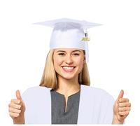 Bachelor Graduation Cap With Tassel Perfect In Every Size Black Soft Felt Hat Graduate Party Congratulations Favors Decorations University High School 12 Colors Gifts (White,One Size)