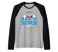 Bachelor Party Man of Honour Moustache Gift T-Shirt Bow Tie Raglan Baseball Tee