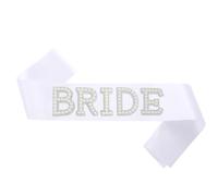 Bachelorette Party Bride Sash, White Bride Sash with Pearls and Rhinestones Bride to Be Sash for Bridal Shower Wedding Party Decorations