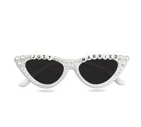 Bachelorette Party Bride Sunglasses, Just Married Cat Eye Pearl Glasses for Women Bridesmaid Bride to Be Party Gift Supplies Bachelorette Accessories