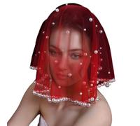 Bachelorette Party Decoration Pearls Mesh Veil White Headpiece Bridal Shower Bridesmaid Favors 20"