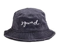 Bachelorette Party Decorations Bride Squad Bucket Hat Distressed Embroidered Sun Hat Bridal Gift, Squad - Black, One Size