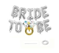 Bachelorette Party Decorations, Silver Bride To Be Letters Balloons Banner with Diamond Ring Foil Balloons Hen Party Decorations for Bridal Shower Engagement Wedding Photo Booth