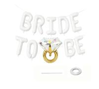 Bachelorette Party Decorations, White Bride To Be Letters Balloons Banner with Diamond Ring Foil Balloon Hen Party Decorations for Bridal Shower Engagement Wedding Photo Booth