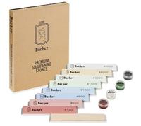 Bacher Sharpening Stone Set - 8 Grits 120-8000, Leather Strop, Fixed Angle