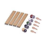 Bacher System Knife Strop - 4 pcs, 1x6 in Leather, Fixed Angle, 4 Compounds
