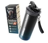 Bachgold Water Filter Camping 800 ml - XL Portable Water Filter Hiking & Backpacking - Water Purification Bottle Clean Water in Seconds for Outdoor & Survival Adventures (Black)