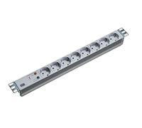 Bachmann 19'' 2m 8x Schuko H05VV-F 3G 1.50mm² - power extensions (Aluminium, Grey, Silver)