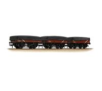 Bachmann 33-091A 5 Plank China Clay 3-Wagon Pack BR Bauxite Early with Tarp. Covers OO Gauge