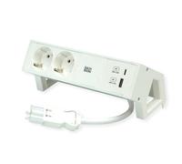 BACHMANN DESK2 Aluminium White 2X Protective Contact, USB Charger 22 W A&C, 0.2 m GST18
