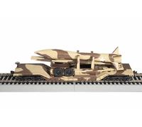 Bachmann Ho Gauge 52' Depressed-Center Flatcar Strike Force - Green, Brown, or Grey Metal Modern Free-Standing Textured Sculpture - Model Train Car - Flatcar