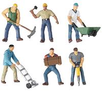 Bachmann HO Scale Construction Workers - 6 Piece Set - Blue, Orange - HO Gauge - Train Figures