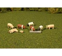 Bachmann Trains 33118 Scene Scapes- Miniature Figures - Pigs (9Pcs/Pak) Ho Scale, Multicolor