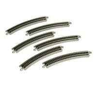 Bachmann Trains - Snap-Fit E-Z TRACK 11.25 RADIUS CURVED TRACK (6/card) - NICKEL SILVER Rail With Grey Roadbed - N Scale 8