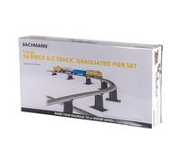 Bachmann Trains - Snap-Fit E-Z TRACK 16 PC. E-Z TRACK GRADUATED PIER SET - NICKEL SILVER Rail With Grey Roadbed - N Scale