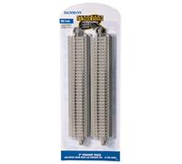 Bachmann Trains - Snap-Fit E-Z Track® 9” Straight Track (4/Card) - Nickel Silver Rail with Cponcrete Ties on Gray Roadbed - HO Scale (44711)