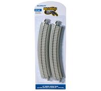 Bachmann Trains - Snap Fit E-Z Track Nickel Silver Track with Concrete Ties ON Gray Roadbed - 18” Radius Curved Track (4/Card) - HO Scale, Prototypical Colors,44701