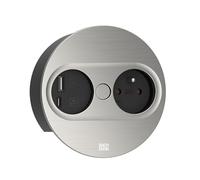 BACHMANN Twist 2 1xUTE 1xUSB A/C 22W 2.0m AEH Stainless Steel Look Round