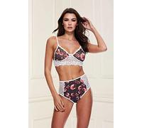 Baci - Floral Lace Bra Set with High Waist - M/L