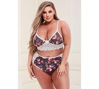 Baci Plus Size - Floral Lace Bra Set