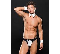 Baci Envy Large/X-Large Black Tuxedo Thong Cuffs and Collar Set