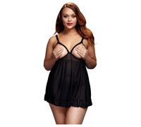 BACI Plus Size - Open, Polka Dot Babydoll - Black (XL-XXL)