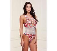 Baci White Floral and Lace Tie-Up Teddy Medium