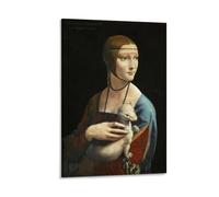 BACION Lady with An Ermine Leonardo Da Vinci Modern Stretched, Giclee Artwork Pictures Paintings on Canvas Wall Art for Bedroom Home Office Decorations