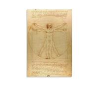 BACION The Vitruvian Man Leonardo Da Vinci Oil Paintings Reproduction Modern Giclee Canvas Print Artwork Pictures on Canvas Wall Art for Home Office Decorations