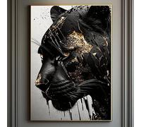 BACJUOPLDArt Abstract Panther Poster, Black and Gold, 16x24inch, Unframed, Multi-room Wall Art