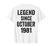 (Back) 45 Birthday Decorations October 1981 45th Birthday T-Shirt