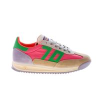 BACK 70 women shoes Jogger sneaker in fuchsia fabric with beige and lilac suede