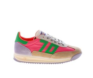 BACK 70 women shoes Jogger sneaker in fuchsia fabric with beige and lilac suede