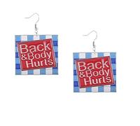 Back And Body Hurts Earrings For Women, Acrylic Novelty Statement Dangle Earrings Funny Meme Cartoon Jewelry Gift, XL, Acrylic, No Gemstone
