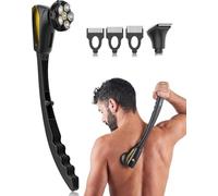 Back and Body Shavers for Men, Painless 6D Wet&Dry Use, Long Handle 45cm | Self-Shaving 2-in-1 Electric Body Trimmer & Head Shaver, Ergonomic, Foldable & Detachable, Multifunction Grooming Kit, Back