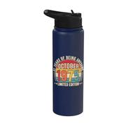 (Back) Awesome Since October 1975 Vintage Retro 51st Birthday Stainless Steel Insulated Water Bottle