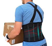 Back Brace for Men Lower Back Heavy Lifting with Suspenders, Back Support Belt for Work, Lower Back Brace with Lumbar Support for Back Pain Relief, Construction Warehouse Moving Belt, Size L