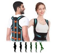 Back Brace Posture Corrector, 8 Magnets Shoulder Back Straightener Posture Corrector, Adjustable Full Back Support Neck Shoulders Back, Spinal Posture Correction Promote Physique Women Men(Gray, L)