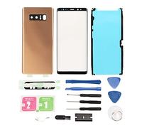 Back Cover Glass for Note 8, Replacement Back Battery Door Panel Housing with Front Outer Screen Glass Cover, Full Set of Professional Repair Kits (Gold)