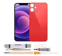 Back Cover Glass Replacement Compatible with iPhone 12 6.1 inches with Repair Tool Kits (Red)