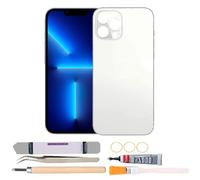 Back Cover Glass Replacement Compatible with iPhone 13 Pro Max 6.7 inches with Repair Tool Kits (White)