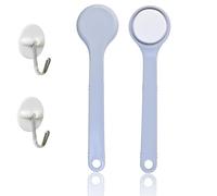 Back Cream Applicator, Long Handled Sponge Lotion Applicator for Back, with 2 PCS Self-Adhesive Hooks, Hand Held Body Oiling Tool for Self-Application, Body Sun Cream Fake Tan Applicators, Gray