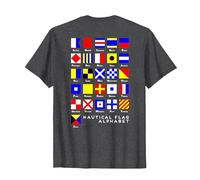 Back Design Nautical Signal Flag Alphabet T-Shirt, Men, Dark Heather Grey, Large